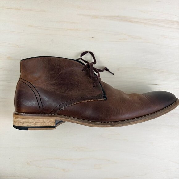 Joseph Abboud Men's Leather Shoes 8.5 D Oiled Graduated Brown Lace Up‎ Dress - Picture 10 of 11